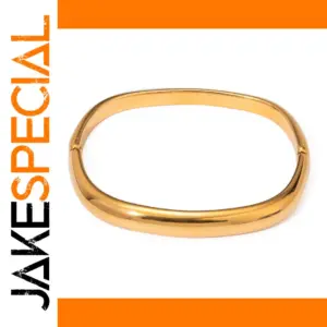 Gold Stainless Steel Minimalist Square Bangle for Women