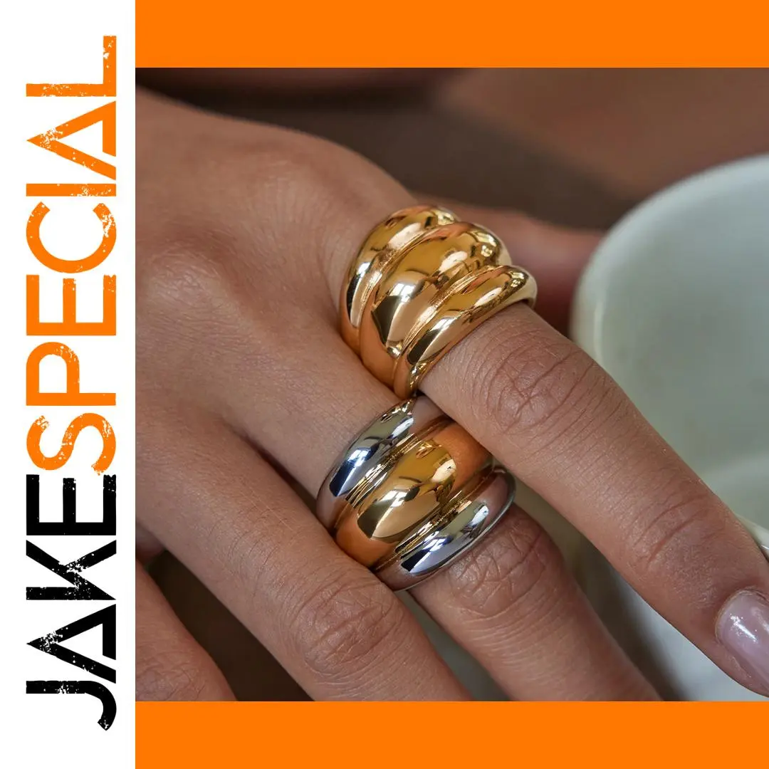 Gold Stainless Steel Chunky Ring for Women 1 Gold Stainless Steel Chunky Ring for Women