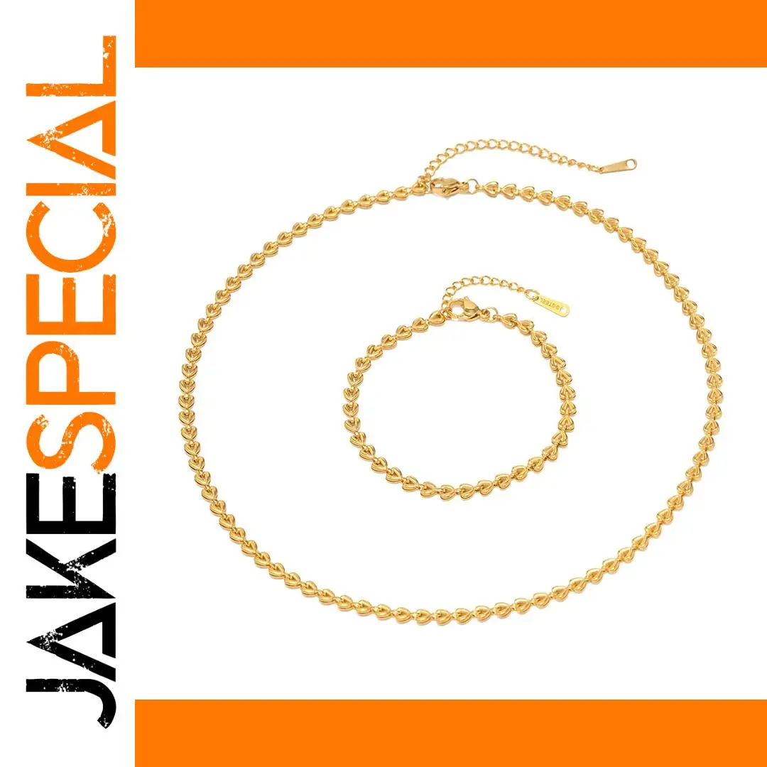 Golden Stainless Steel Heart Jewelry Set 1 Golden Stainless Steel Heart Jewelry Set