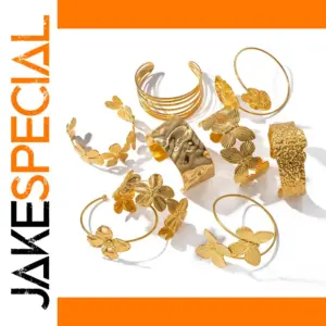 Gold Stainless Steel Animal-Inspired Cuff Bracelet