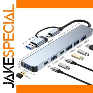 7-in-2 USB Hub with USB-C & 3.0 Ports