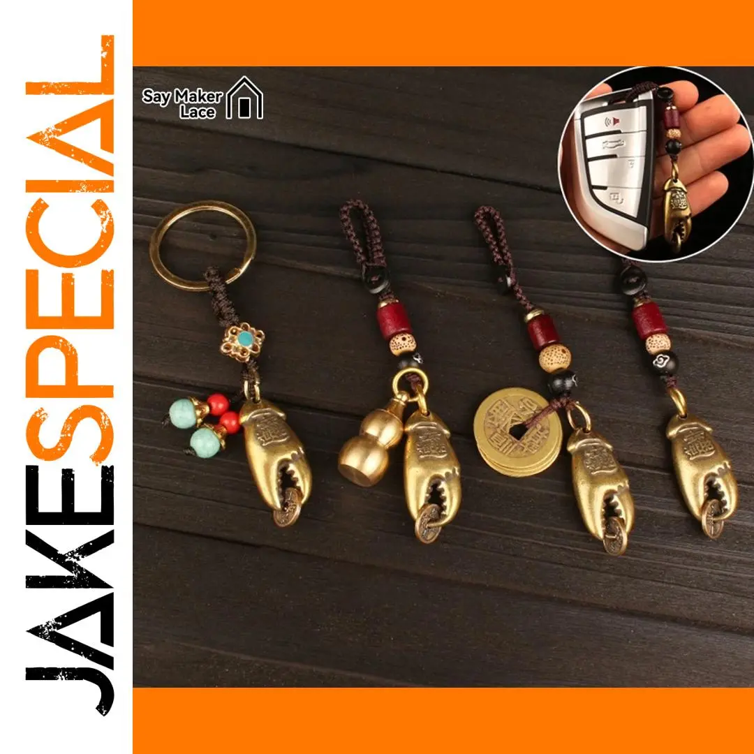 Brass Crab Claw Lucky Keychain 1 Brass Crab Claw Lucky Keychain