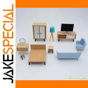 Modern Scandinavian Dollhouse Furniture Set for 1:12 Scale