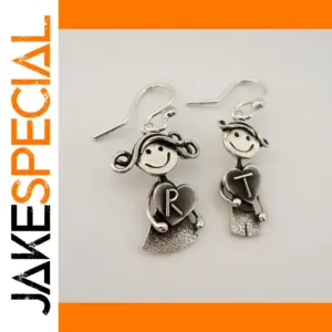 Vintage Silver Earrings with Cartoon Girls