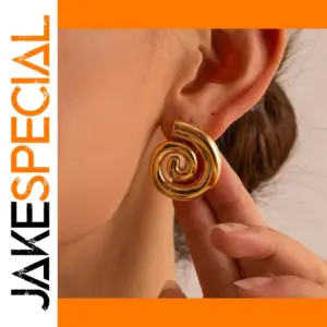 Gold Stainless Steel Greek Spira Stud Earrings