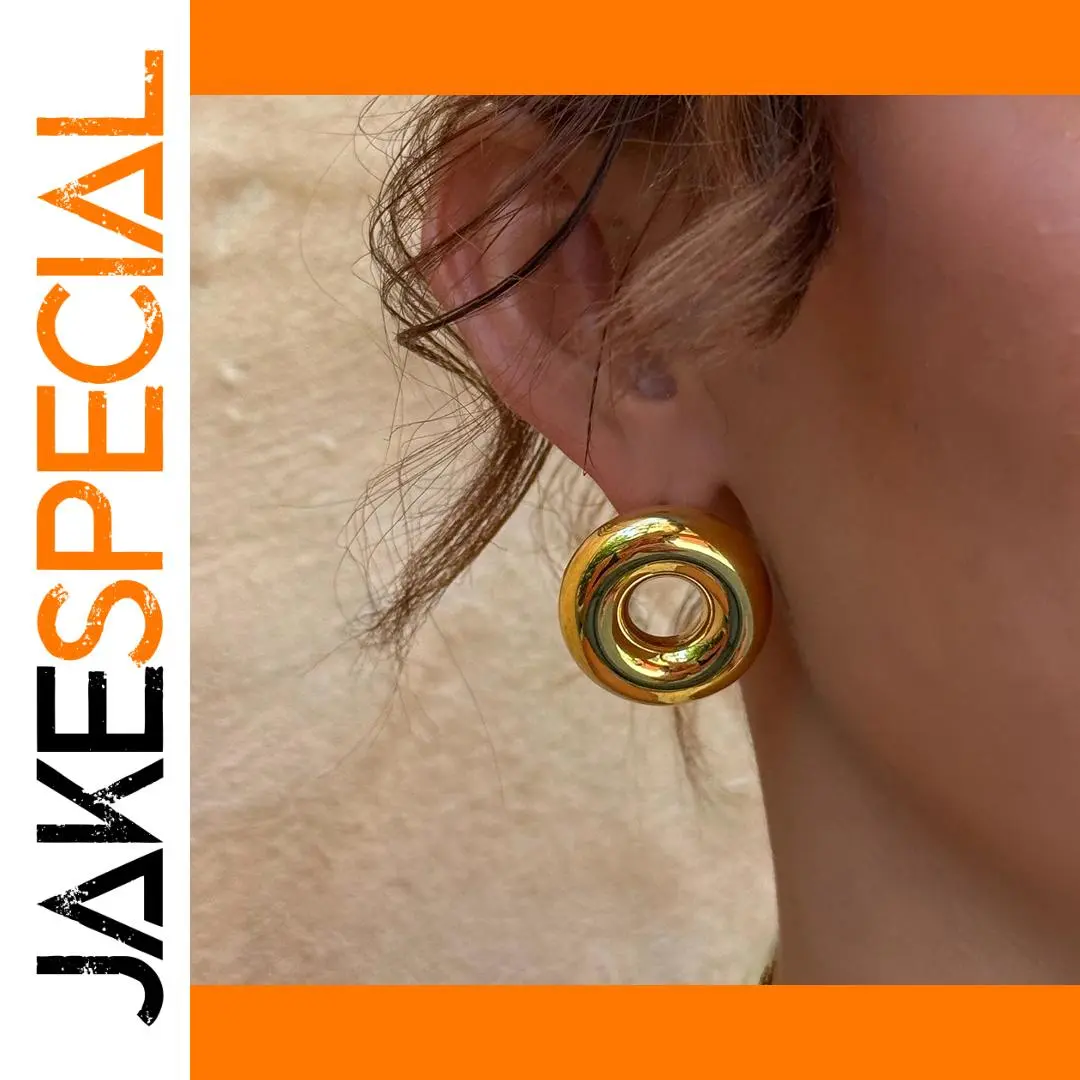 Gold Finish Stainless Steel Oval Earrings 1 Gold Finish Stainless Steel Oval Earrings