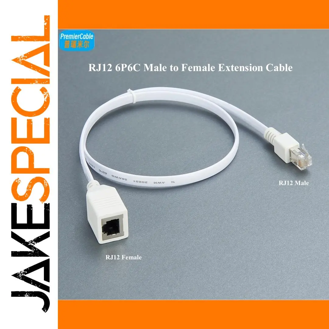 White RJ12 6P6C Extension Cable 0.6m 1 White RJ12 6P6C Extension Cable 0.6m