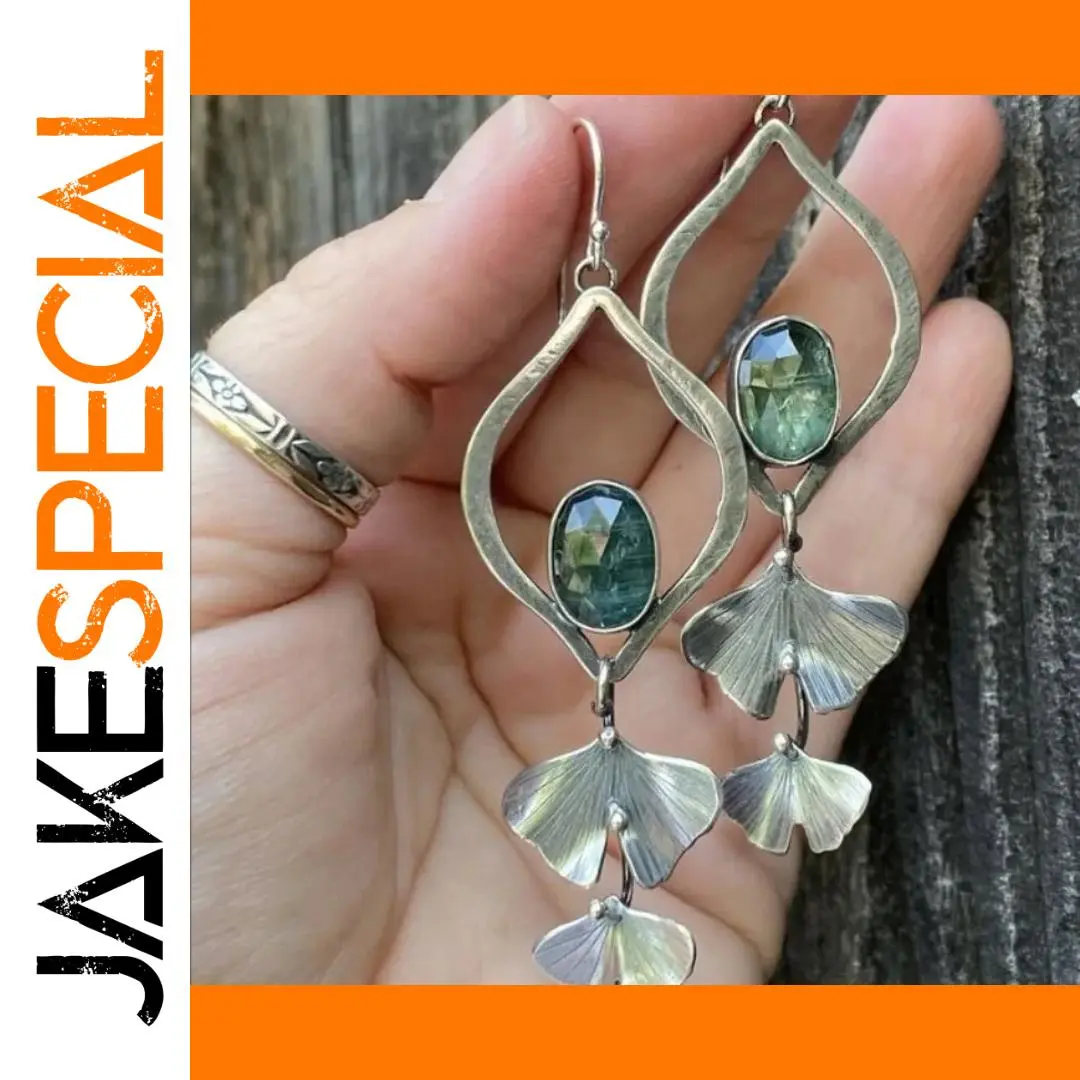 Vintage Green Stone Dangle Earrings for Women 1 Vintage Green Stone Dangle Earrings for Women