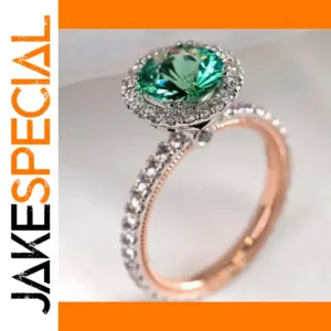 Elegant Geometric Cocktail Ring with Green Zircon