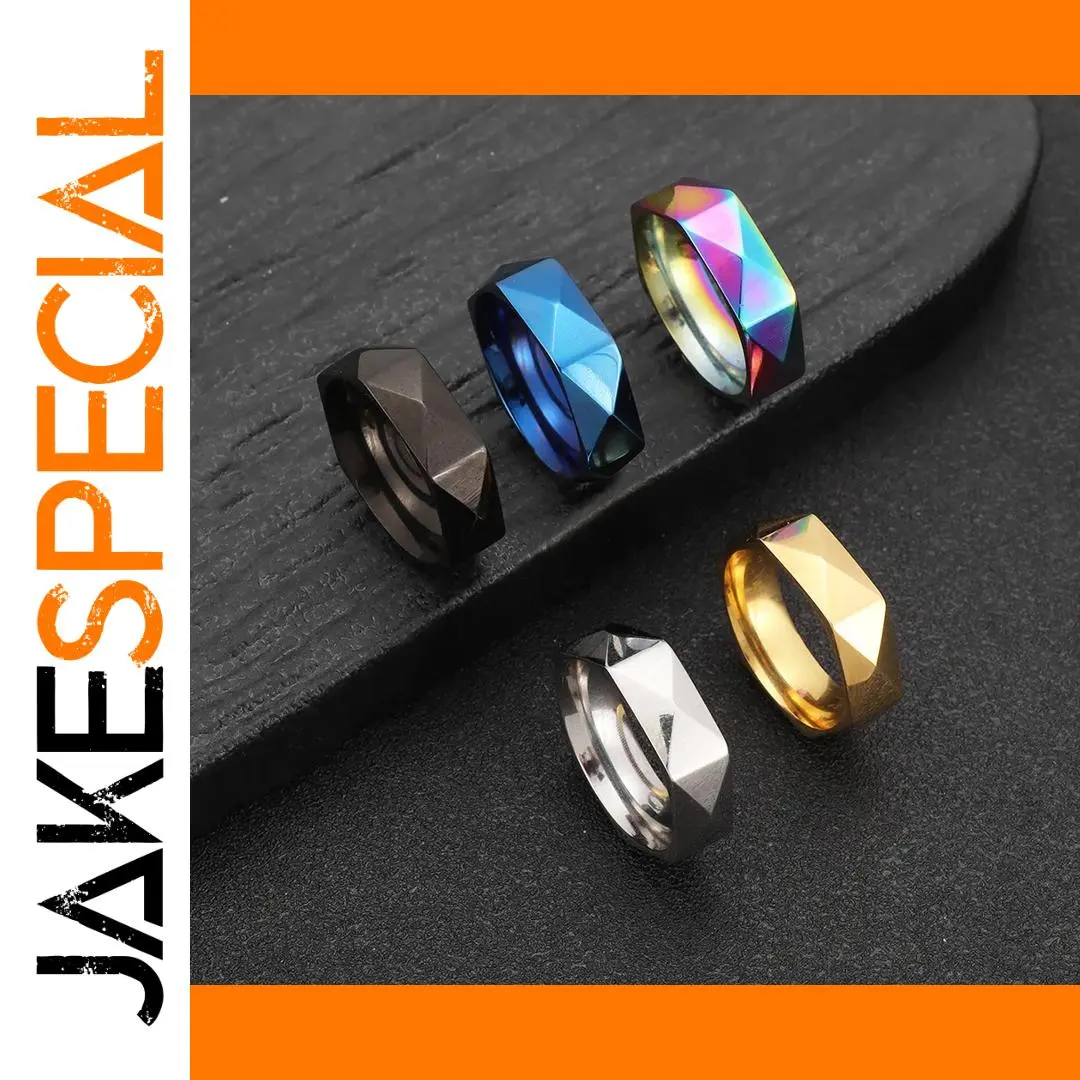 Unisex 6mm Geometric Rhombic Stainless Ring 1 Unisex 6mm Geometric Rhombic Stainless Ring