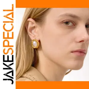 Vintage Stainless Steel Pearl Earrings JDE0109034