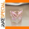 Rose Gold Butterfly Ring with Pink Enamel