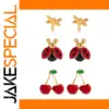 Stainless Steel Ladybird Cherry Stud Earrings