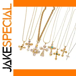 Stainless Steel Cross Necklace with Pearl