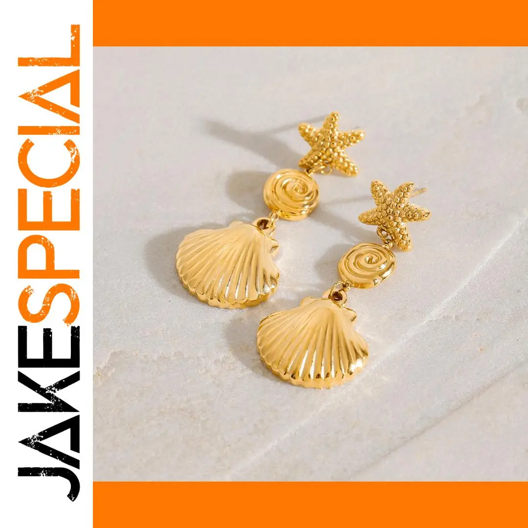 Beach-Inspired Stainless Steel Drop Earrings 1 Beach-Inspired Stainless Steel Drop Earrings