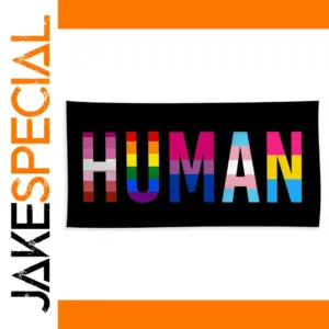 HUMAN Pride Flag 90x150cm with Pixel Rainbow Text