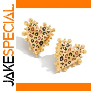 Stainless Steel Leopard Heart Earrings