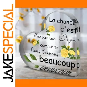 Heart-Shaped Acrylic Plaque with Floral Design