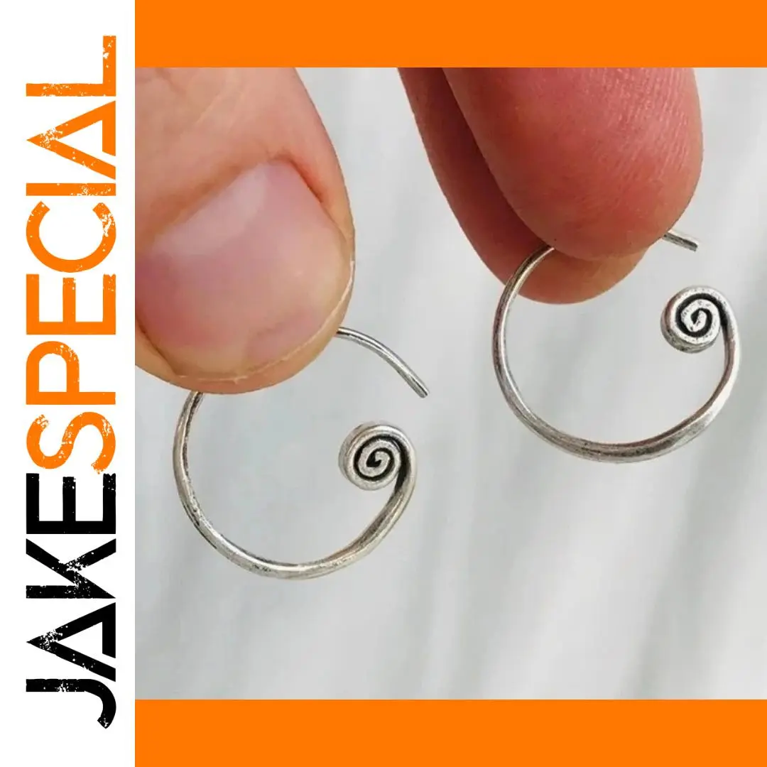 Vintage Silver Hoop Earrings with Textured Finish 1 Vintage Silver Hoop Earrings with Textured Finish
