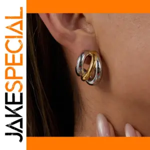 Double-Color Stainless Steel Earrings JDE0303021-PS