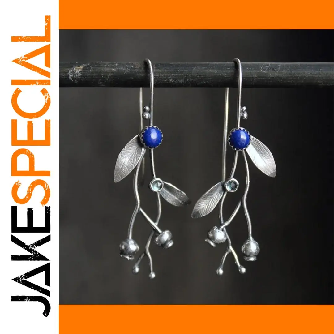 Vintage Blue Stone Leaf Earrings for Women 1 Vintage Blue Stone Leaf Earrings for Women