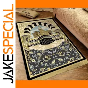 Elegant 40x60 cm Islamic Prayer Mat with Gold Fringe