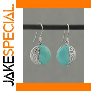 Geometric Drop Earrings with Green Stone