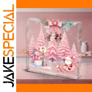 Pink Christmas Scene Acrylic Wall Decor