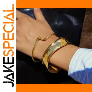 Gold Stainless Steel Minimalist Open Bracelet