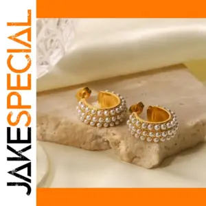 Stainless Steel Pearl Hoop Earrings