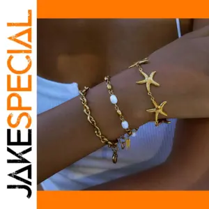Ocean-Inspired Gold Stainless Steel Bracelet for Women