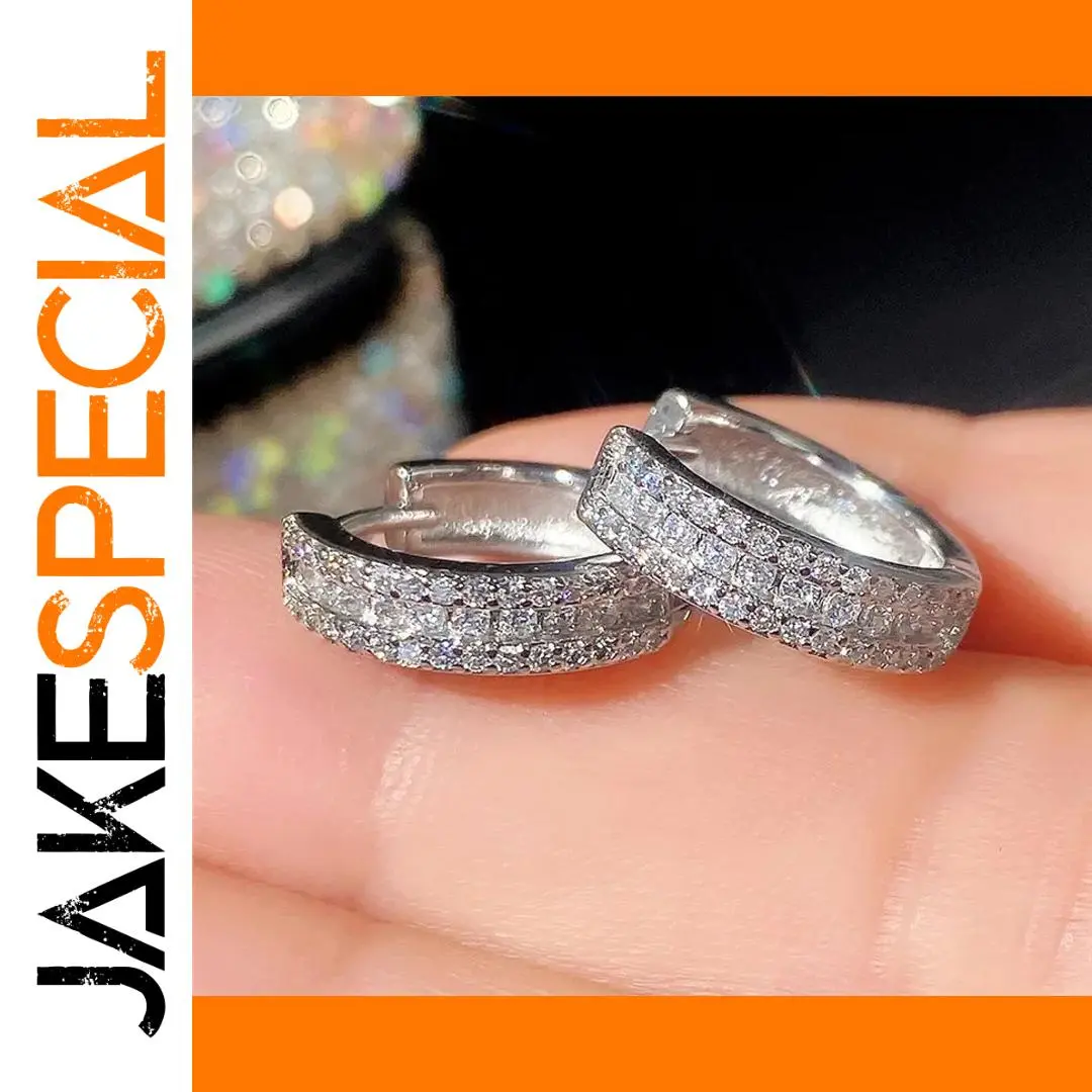 Elegant 925 Silver Zircon Hoop Earrings 1 Elegant 925 Silver Zircon Hoop Earrings