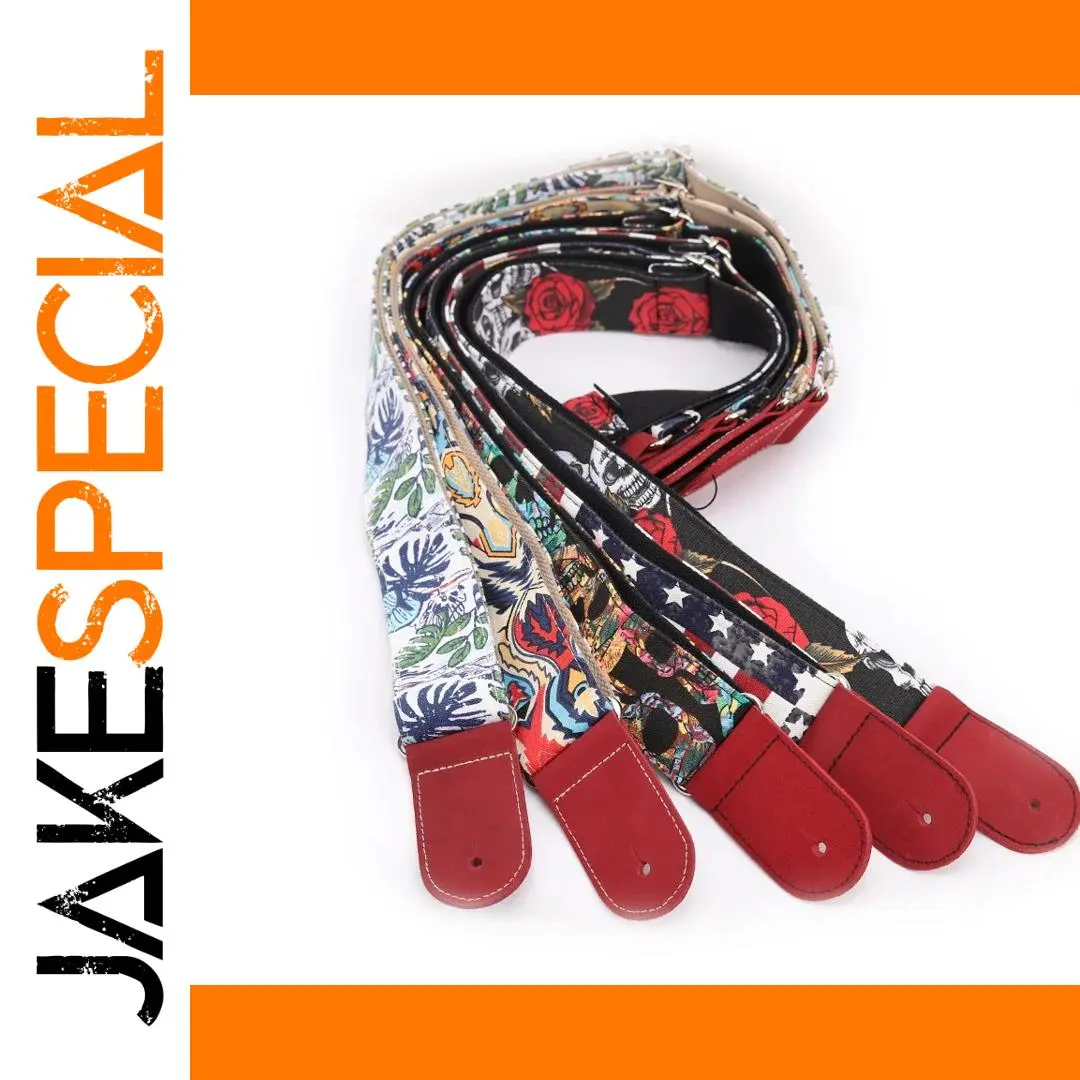 Vibrant Floral and Skull Guitar Strap 1 Vibrant Floral and Skull Guitar Strap