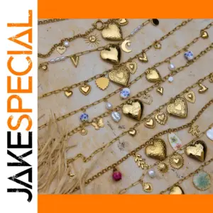 Gold Stainless Steel Heart Pendant Necklace