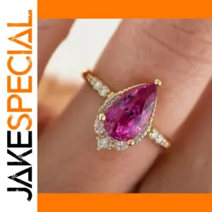 Elegant Pink Teardrop Cocktail Ring for Women