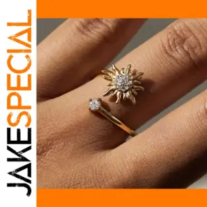 Gold-Tone Stainless Steel Sun Open Ring
