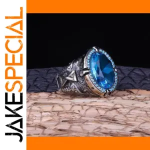 Vintage Silver and Blue Zircon Men's Ring