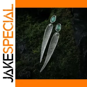 Vintage Green Stone Drop Earrings for Women