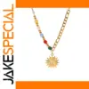 Gold-Tone Stainless Steel Sun Pendant Necklace