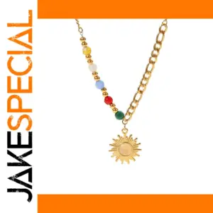 Gold-Tone Stainless Steel Sun Pendant Necklace