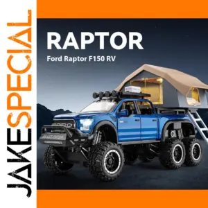 Vibrant Blue Ford Raptor F150 Camping Model