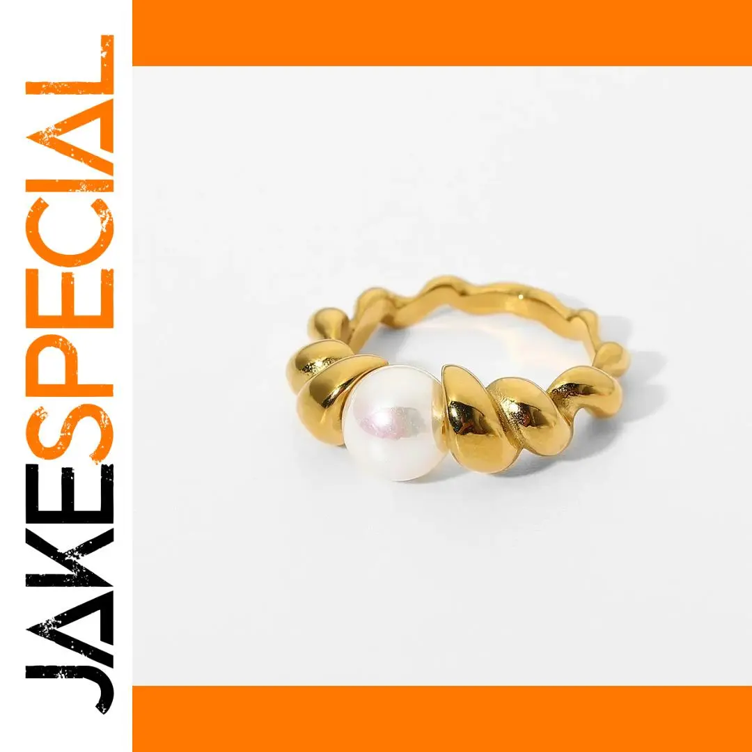 Modern Stainless Steel Pearl Ring for Women 1 Modern Stainless Steel Pearl Ring for Women