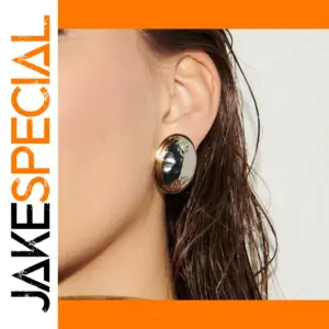 Modern Gold-Tone Stainless Steel Oval Earrings