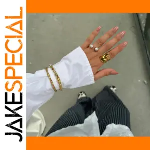 Stainless Steel Gold Pearl Ring for Women