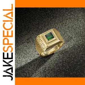 Bold Men's Ring with Green Zircon