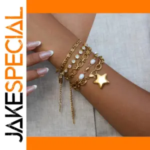 Gold Stainless Steel Pearl Bracelet Model JDB0305045