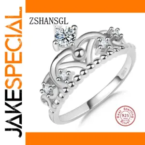 Elegant Crown-Shaped Sterling Silver Ring for Women