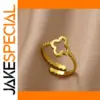 Gold Four-Leaf Clover Adjustable Ring for Women