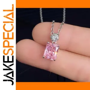 Pink Cubic Zirconia Pendant Necklace for Women