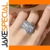Silver Zircon Engagement Ring with Side Stones